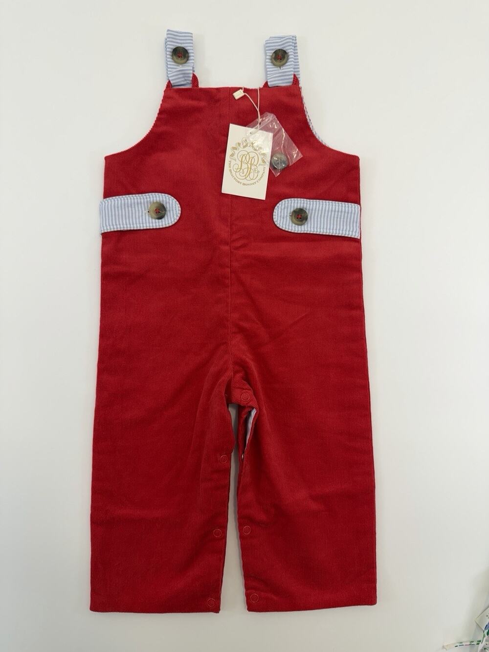 The Beaufort Bonnet Company TBBC Ivy League Longall 12-18M Red Corduroy NWT